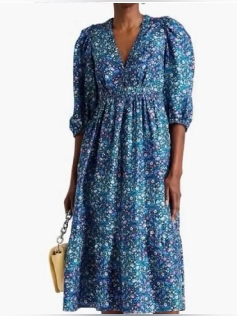 SANDRO Almada Print Silk Midi Dress